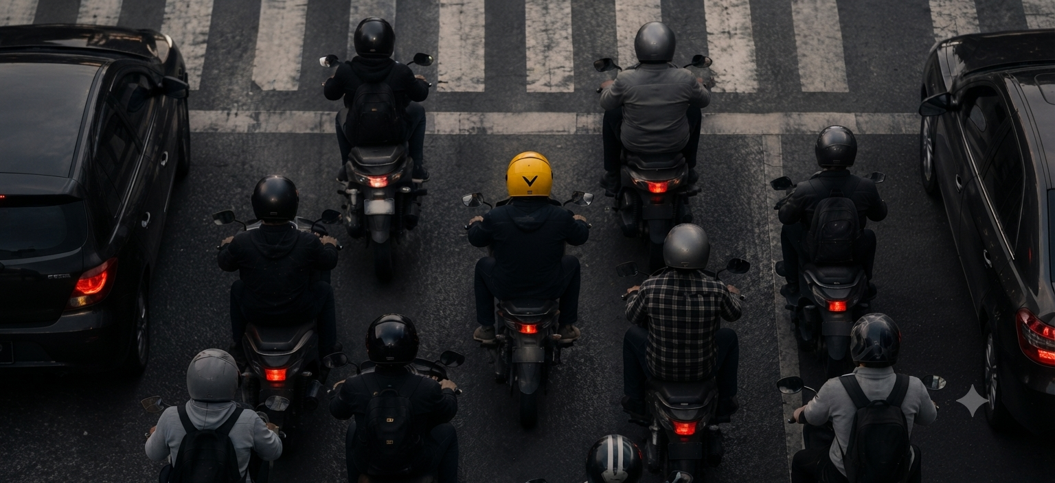 Rider on an open road